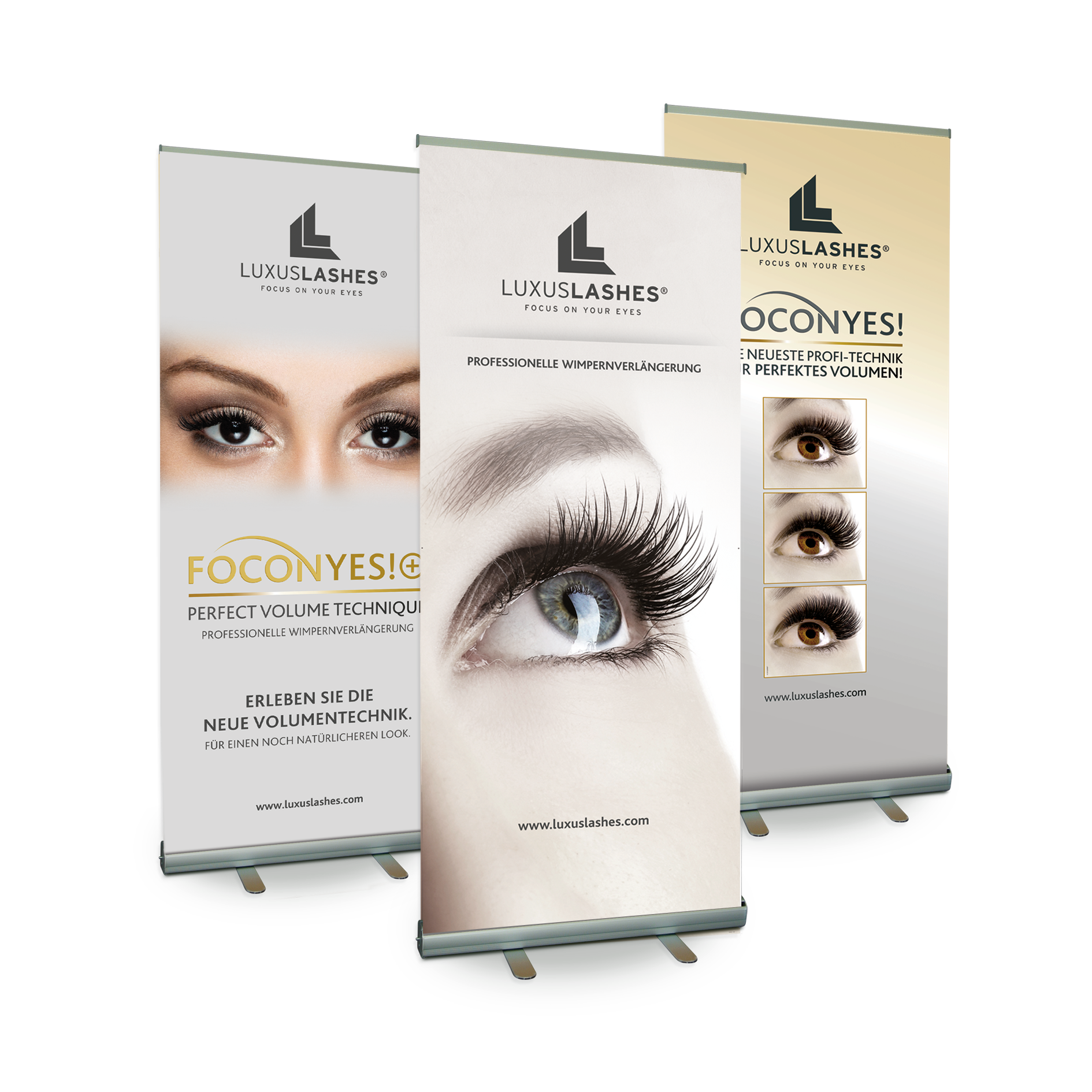 Marketingmaterial von LUXUSLASHES® für Wimpernstudios